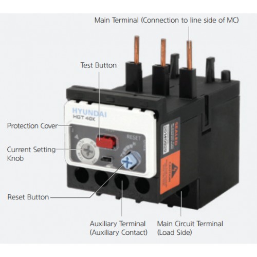 Relay nhiệt HYNDAI 22-32A dùng cho contactor HGC50-HGC65